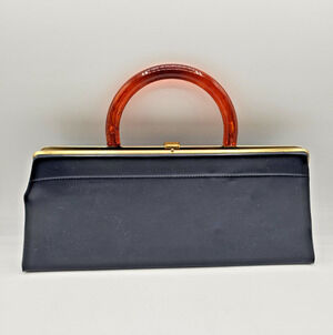MCM Vintage Handbag Purse Art Deco Vinyl Clutch 50s With Removable Handle